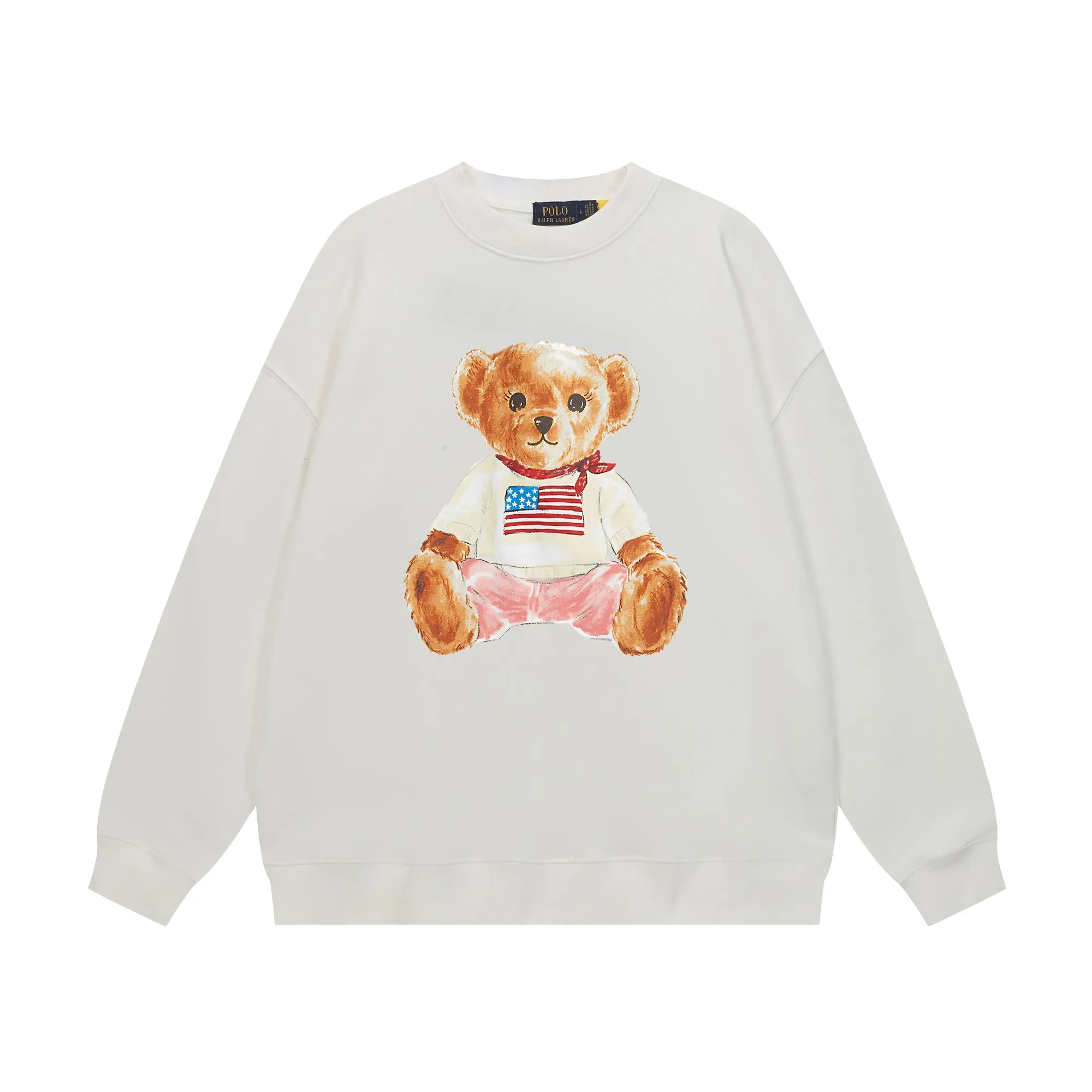 P200 Long-term stock] RalphLauren/Ralph Lauren 2025 autumn and winter new bear letter print 420g heavy large terry sweatshirt Ralph Lauren's age-reducing item, the coat fabric is made of 85% cotton ➕15% polyester, which not only retains the softness, comfort and breathability of cotton, but also adds the wear resistance and wrinkle resistance of polyester fiber, making the clothes more durable and easy to care for. Even in slightly cooler weather, you won't feel stuffy when wearing it. This kind of fabric has a natural crisp feel and is not easy to pill or deform. The bear on the chest is printed with English letters. It is full of color, full of three-dimensionality, and lifelike, adding a bit of liveliness and interest to the whole sweatshirt. There is no pressure to dress, regardless of age or gender. Complete accessories! Color: black, white, navy blue, light floral gray Size: M-L-XL-XXL